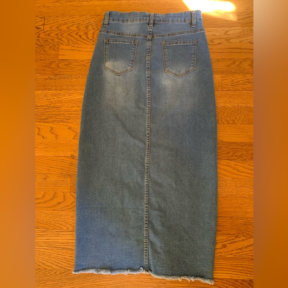 Vinizbena crossover waist slit front stretchy denim skirt size M - Picture 2 of 12